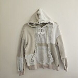 BKE BUCKLE Sweater Pullover Womens‎ Small Tan/Cream Chunky Waffleknit ColorBlock